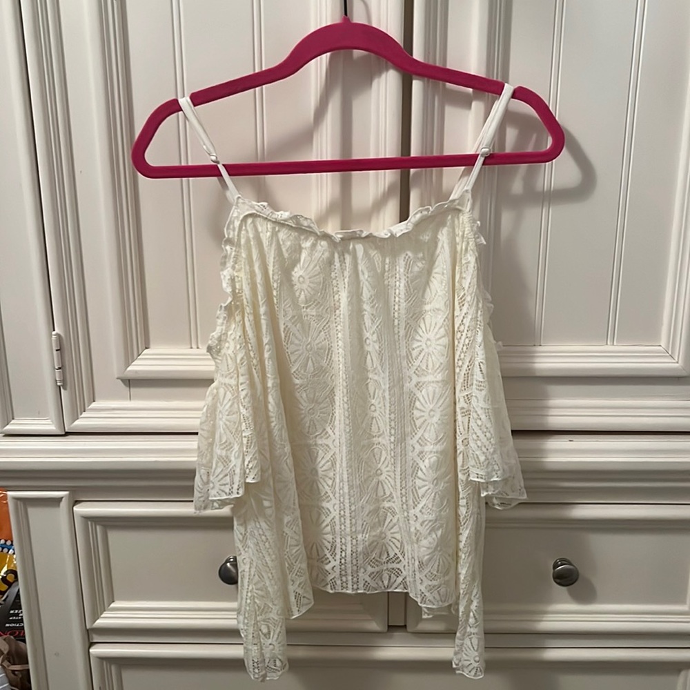 Lace off the shoulder short sleeve blouse
